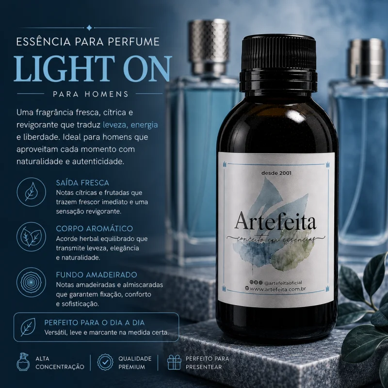 Essência para Perfume Light On Masculino 50ml