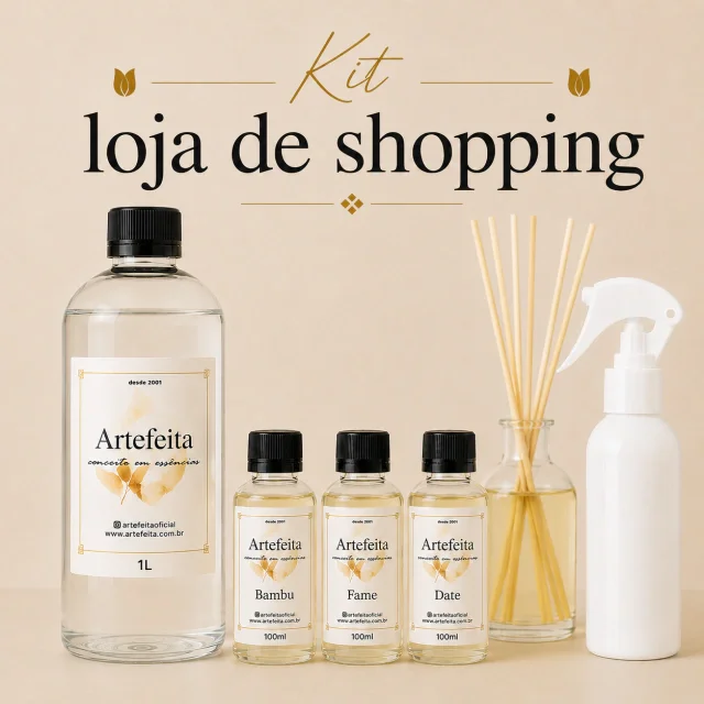 Kit Loja de Shopping – Base + 3 Essências + Embalagens