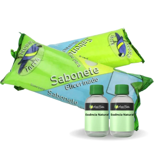 Kit 2 Bases de Glicerina + 2 Essências Naturais para Sabonetes Artesanais