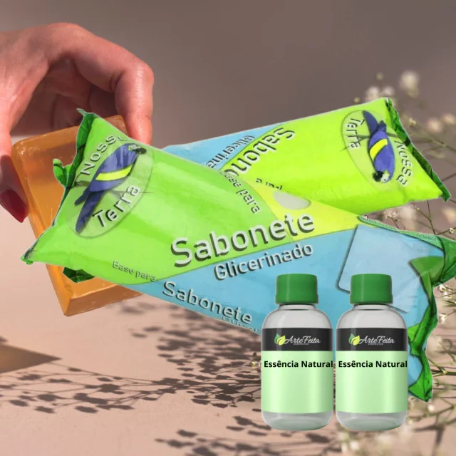 Kit 2 Bases de Glicerina + 2 Essências Naturais para Sabonetes Artesanais