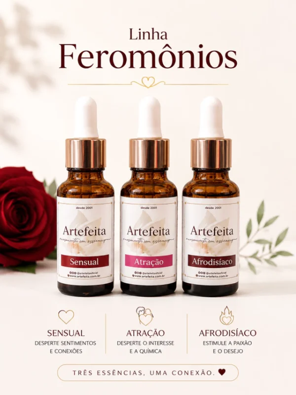Kit 3 Essências Feromônio 20ml – Sensual, Afrodisíaca e Atração
