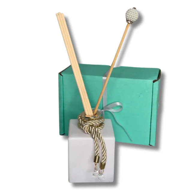 Kit Presente Cube Branco Difusor de Varetas