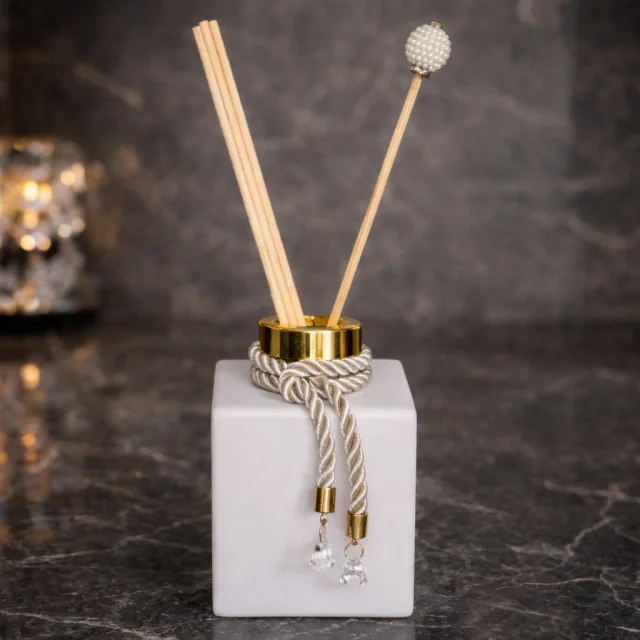 Kit Presente Cube Branco Difusor de Varetas